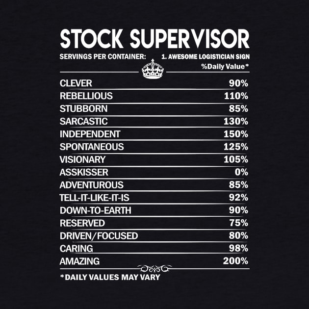 Stock Supervisor T Shirt - Stock Supervisor Factors Daily Gift Item Tee by Jolly358